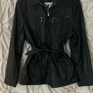 Sleek Black Women's Trench Coat